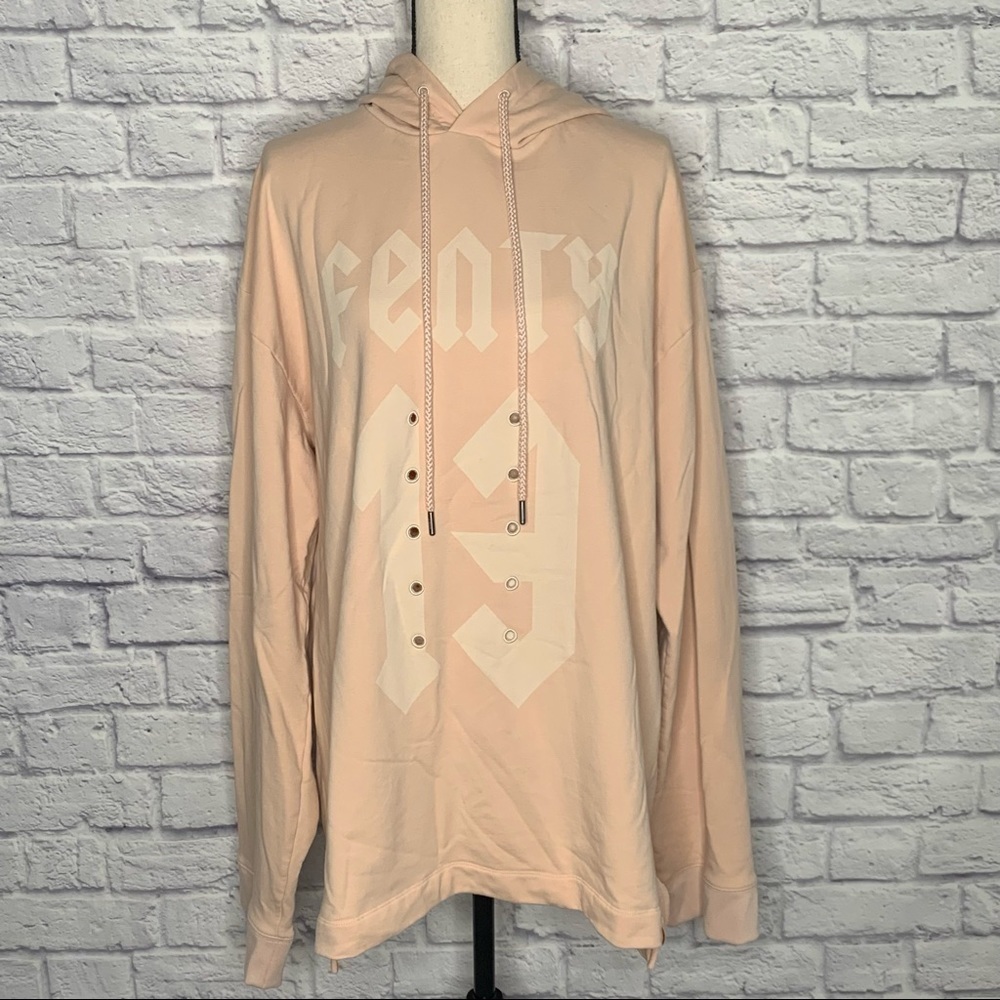Puma x Fenty Oversized Pink Long Sleeve Graphic Hoody - Picture 4 of 16